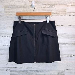 Athleta Stellar Active Skort Black Front Zip Mini Skirt L Built-In Shorts Tennis